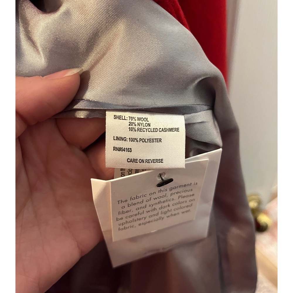 ❣️Calvin Klein Red Classic Winter Fall Autumn 100% Wool Pea Coat Size 10 Large❣️ - Picture 7 of 13